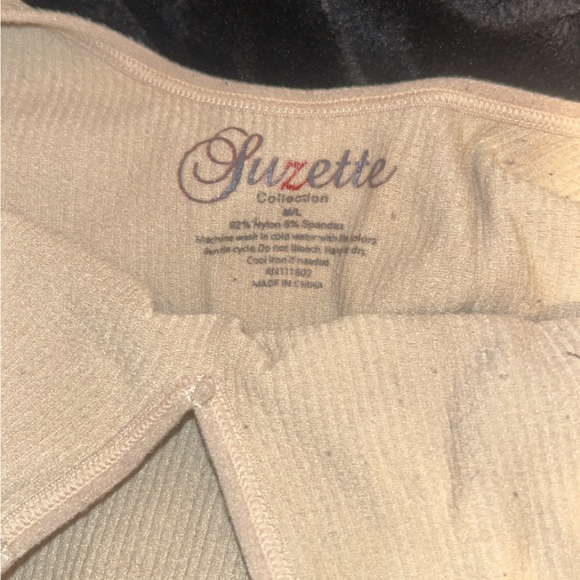 Cream Ribbed Crop Top - Picture 2 of 3